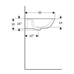Geberit Renova Waschtisch, Breite 65cm, Tiefe 50cm, Hahnloch mittig, Überlauf sichtb... GEBERIT-500372011 4025416618157 (Abb. 1)