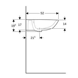 Geberit Renova Waschtisch, Breite 70cm, Tiefe 52cm, ohne Hahnloch, Überlauf sichtbar... GEBERIT-500667011 4025416139911 (Abb. 1)