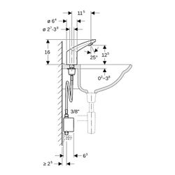 Geberit Typ 185 Waschtischarmatur Generatorbetrieb, Hochglanz verchromt, ohne Mische... GEBERIT-116335211 4025416149392 (Abb. 1)