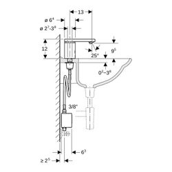 Geberit Typ 186 Waschtischarmatur Generatorbetrieb, Hochglanz verchromt, ohne Mische... GEBERIT-116336211 4025416149644 (Abb. 1)