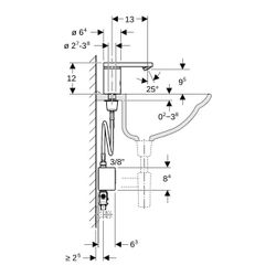 Geberit Typ 186 Waschtischarmatur Generatorbetrieb, Hochglanz verchromt, mit Unterti... GEBERIT-116366211 4025416149446 (Abb. 1)