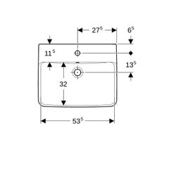 Geberit Renova Plan Waschtisch, Breite 55cm, Tiefe 44cm, Hahnloch mittig, Überlauf s... GEBERIT-501632001 4025410858368 (Abb. 1)