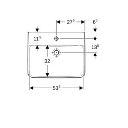 Geberit Renova Plan Waschtisch, Breite 55cm, Tiefe 44cm, Hahnloch mittig, ohne Überl... GEBERIT-501633008 4025410858399 (Abb. 1)