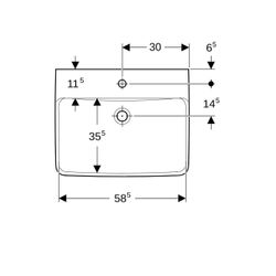 Geberit Renova Plan Waschtisch, Breite 60cm, Tiefe 48cm, Hahnloch mittig, ohne Überl... GEBERIT-501637001 4025410858191 (Abb. 1)