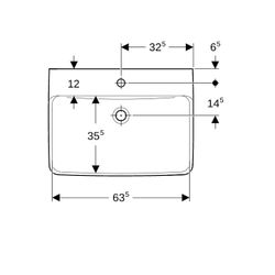 Geberit Renova Plan Waschtisch, Breite 65cm, Tiefe 48cm, Hahnloch mittig, ohne Überl... GEBERIT-501641001 4025410858436 (Abb. 1)