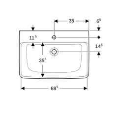 Geberit Renova Plan Waschtisch, Breite 70cm, Tiefe 48cm, Hahnloch mittig, ohne Überl... GEBERIT-501645008 4025410858719 (Abb. 1)