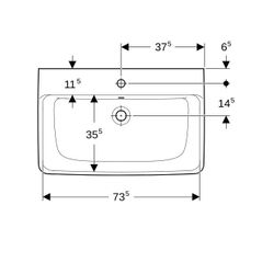 Geberit Renova Plan Waschtisch, Breite 75cm, Tiefe 48cm, Hahnloch mittig, Überlauf s... GEBERIT-501690008 4025410867858 (Abb. 1)