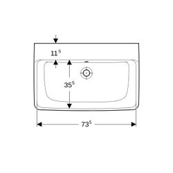 Geberit Renova Plan Waschtisch, Breite 75cm, Tiefe 48cm, ohne Hahnloch, Überlauf sic... GEBERIT-501692001 4025410868077 (Abb. 1)