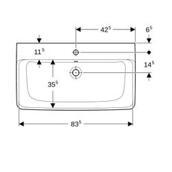 Geberit Renova Plan Waschtisch, Breite 85cm, Tiefe 48cm, Hahnloch mittig, Überlauf s... GEBERIT-501698001 4025410868336 (Abb. 1)
