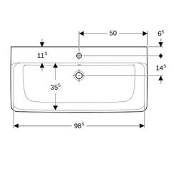 Geberit Renova Plan Waschtisch, Breite 100cm, Tiefe 48cm, Hahnloch mittig, Überlauf ... GEBERIT-501706001 4025410868404 (Abb. 1)