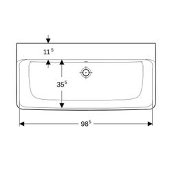 Geberit Renova Plan Waschtisch, Breite 100cm, Tiefe 48cm, ohne Hahnloch, Überlauf si... GEBERIT-501708001 4025410868527 (Abb. 1)
