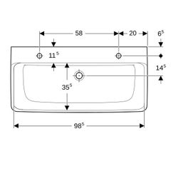 Geberit Renova Plan Waschtisch, Breite 100cm, Tiefe 48cm, Hahnloch links, rechts, Üb... GEBERIT-501883008 4025410938138 (Abb. 1)