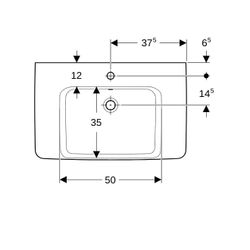 Geberit Renova Plan Waschtisch, Ablagefläche beidseitig, Breite 75cm, Tiefe 48cm, Ha... GEBERIT-501694001 4025410867896 (Abb. 1)