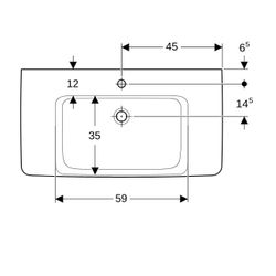 Geberit Renova Plan Waschtisch, Ablagefläche beidseitig, Breite 90cm, Tiefe 48cm, Ha... GEBERIT-501703001 4025410868268 (Abb. 1)