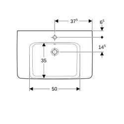 Geberit Renova Plan Aufsatzwaschtisch, Ablagefläche beidseitig, B 75cm T 48cm Hahnlo... GEBERIT-501726001 4025410868657 (Abb. 1)