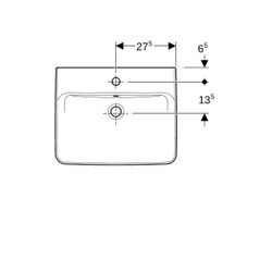 Geberit Renova Plan Aufsatzwaschtisch, Breite 55cm, Tiefe 44cm, Hahnloch mittig, Übe... GEBERIT-501720008 4025410868503 (Abb. 1)