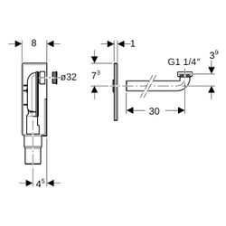 Geberit Set Unterputz-Geruchsverschluss für Waschbecken, Abgang horizontal Außendurc... GEBERIT-151121001 4025416667735 (Abb. 1)