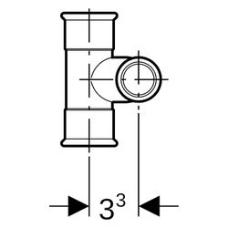 Geberit Mapress C-Stahl Kreuzstück reduziert, abgesetzt, D 28mm, D1 22mm... GEBERIT-21512 4024723215127 (Abb. 1)