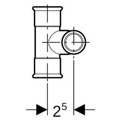 Geberit Mapress Kupfer Kreuzstück reduziert, abgesetzt D 22mm, D1 15mm... GEBERIT-61506 4024723615064 (Abb. 1)