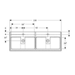 Geberit Renova Plan Set Doppelmöbelwaschtisch zwei Schubladen Korpus und Front Nussb... GEBERIT-501918008 4025410929983 (Abb. 1)