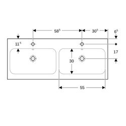 Geberit iCon Light Doppelwaschtisch, Breite 120cm, Tiefe 48cm, Hahnloch mittig, Über... GEBERIT-501838001 4025410894892 (Abb. 1)