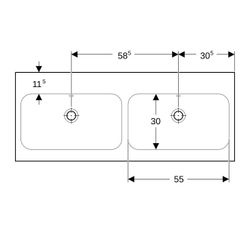 Geberit iCon Light Doppelwaschtisch, Breite 120cm, Tiefe 48cm, ohne Hahnloch, Überla... GEBERIT-501838003 4025410894915 (Abb. 1)