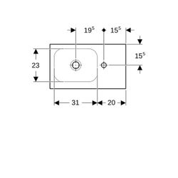 Geberit iCon Light Handwaschbecken mit Ablagefläche 53x13x31cm, Weiß, Hahnloch recht... GEBERIT-501832001 4025410894496 (Abb. 1)