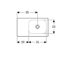 Geberit iCon Light Handwaschbecken mit Ablagefläche 53x13x31cm, Weiß, ohne Hahnloch,... GEBERIT-501833003 4025410894557 (Abb. 1)