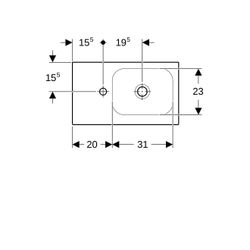 Geberit iCon Light Handwaschbecken mit Ablagefläche 53x13x31cm Weiß matt Hahnloch li... GEBERIT-501833JT1 4025410071798 (Abb. 1)