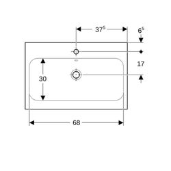 Geberit iCon Light Aufsatzwaschtisch, Breite 75cm, Tiefe 48cm, Hahnloch mittig, Über... GEBERIT-501848JT1 4025410652201 (Abb. 1)