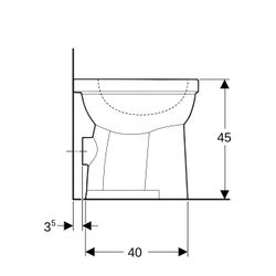Geberit Renova Comfort Stand-WC Flachspüler, erhöht, Höhe 45cm, Abgang horizontal Ti... GEBERIT-218510600 4022009353754 (Abb. 1)