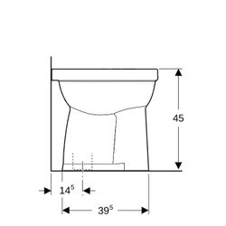 Geberit Renova Comfort Stand-WC Flachspüler, erhöht, Höhe 45cm, Abgang vertikal Tief... GEBERIT-218511000 4022009353761 (Abb. 1)