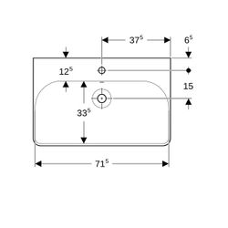 Geberit Smyle Square Waschtisch, Breite 75cm, Tiefe 48cm, Hahnloch mittig, Überlauf ... GEBERIT-500249011 4025416522676 (Abb. 1)