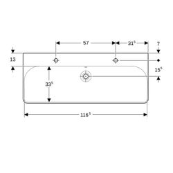 Geberit Smyle Square Waschtisch, Breite 120cm, Tiefe 48cm, Hahnloch links, rechts, Ü... GEBERIT-500253018 4025416362951 (Abb. 1)