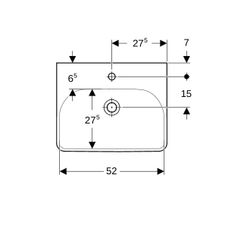 Geberit Smyle Square Waschtisch, Breite 55cm, Tiefe 44cm, Hahnloch mittig, Überlauf ... GEBERIT-500259018 4025416431725 (Abb. 1)