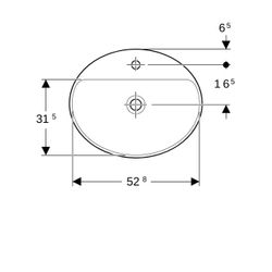 Geberit VariForm Einbauwaschtisch, oval, mit Hahnlochbank, Breite 55cm, Tiefe 45cm, ... GEBERIT-500723012 4025416838463 (Abb. 1)