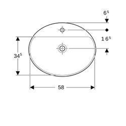 Geberit VariForm Einbauwaschtisch, oval, mit Hahnlochbank, Breite 60cm, Tiefe 48cm, ... GEBERIT-500727012 4025416560784 (Abb. 1)