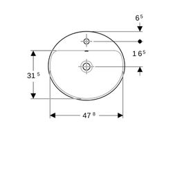 Geberit VariForm Einbauwaschtisch, oval mit Hahnlochbank, Breite 50cm, Tiefe 45cm, m... GEBERIT-500713002 4025416302179 (Abb. 1)