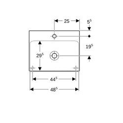 Geberit ONE Aufsatzwaschtisch rechteckig, Abgang vertikal, B 50cm T 40cm Hahnloch mi... GEBERIT-505030016 4025410953759 (Abb. 1)