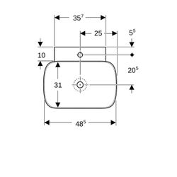 Geberit ONE Aufsatzwaschtisch Schalenform, Abgang vertikal, B 50cm T 42,5cm Hahnloch... GEBERIT-505041016 4025410953780 (Abb. 1)