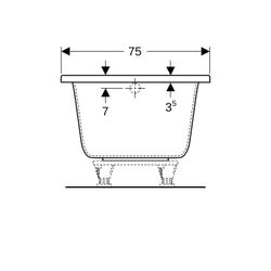 Geberit Renova Plan Rechteckbadewanne 160x75cm, Gesamtvolumen 196l... GEBERIT-554303011 4025410711014 (Abb. 1)