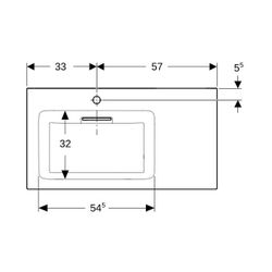 Geberit ONE Möbelwaschtisch Abgang horizontal Ablagefläche rechts 90x48cm HL links o... GEBERIT-505007001 4025410593580 (Abb. 1)