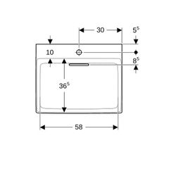 Geberit ONE Waschtisch Abgang horizontal, B 60cm, Tiefe 48cm, Hahnloch mittig, ohne ... GEBERIT-505034001 4025410593870 (Abb. 1)
