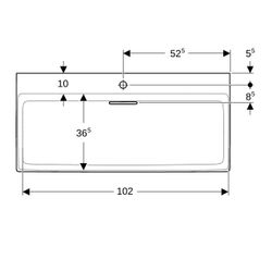 Geberit ONE Waschtisch Abgang horizontal, B 105cm, Tiefe 48cm, Hahnloch mittig, ohne... GEBERIT-505046001 4025410593979 (Abb. 1)