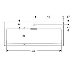 Geberit ONE Waschtisch Abgang horizontal, B 120cm, Tiefe 48cm, Hahnloch mittig, ohne... GEBERIT-505048001 4025410593993 (Abb. 1)