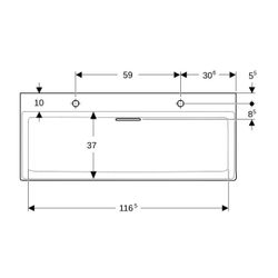 Geberit ONE Waschtisch Abgang horizontal, B 120cm T 48cm Hahnloch links, rechts, ohn... GEBERIT-505049001 4025410594006 (Abb. 1)