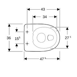 Geberit Renova Stand-WC Flachspüler, Abgang vertikal, Rimfree Tiefe 47cm, Weiß/KeraT... GEBERIT-501985008 4025410605085 (Abb. 1)