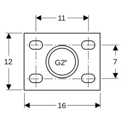 Geberit Grundplatte rechteckig, 16x12x3,6cm, G 2", Stahl, Galvanisch verzinkt... GEBERIT-362874261 4025410646132 (Abb. 1)