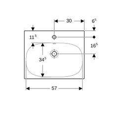 Geberit Acanto Waschtisch, Breite 60cm, Tiefe 48,2cm, Hahnloch mittig, Überlauf sich... GEBERIT-500620012 4022009352825 (Abb. 1)