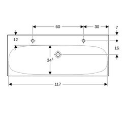 Geberit Acanto Waschtisch, Breite 120cm, Tiefe 48,2cm, Hahnloch links, rechts, ohne ... GEBERIT-501880005 4025410895653 (Abb. 1)